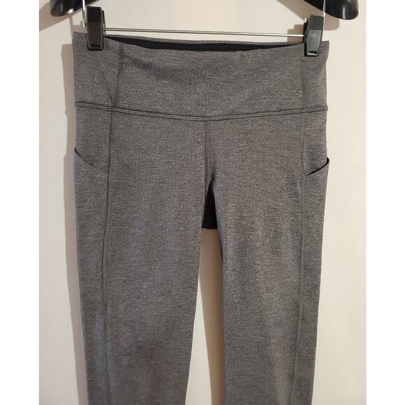 Lululemon Pace Rival Crop 22" Heathered Gray Black Leggings Womens 4 Activewear - Picture 7 of 13